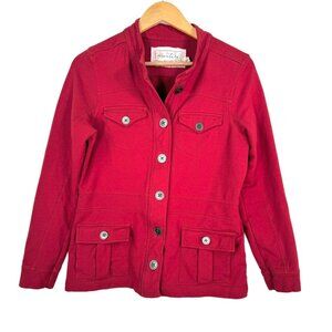 Aventura Utility Safari Jacket Button-Front Twill Organic Cotton‎ Red Size M